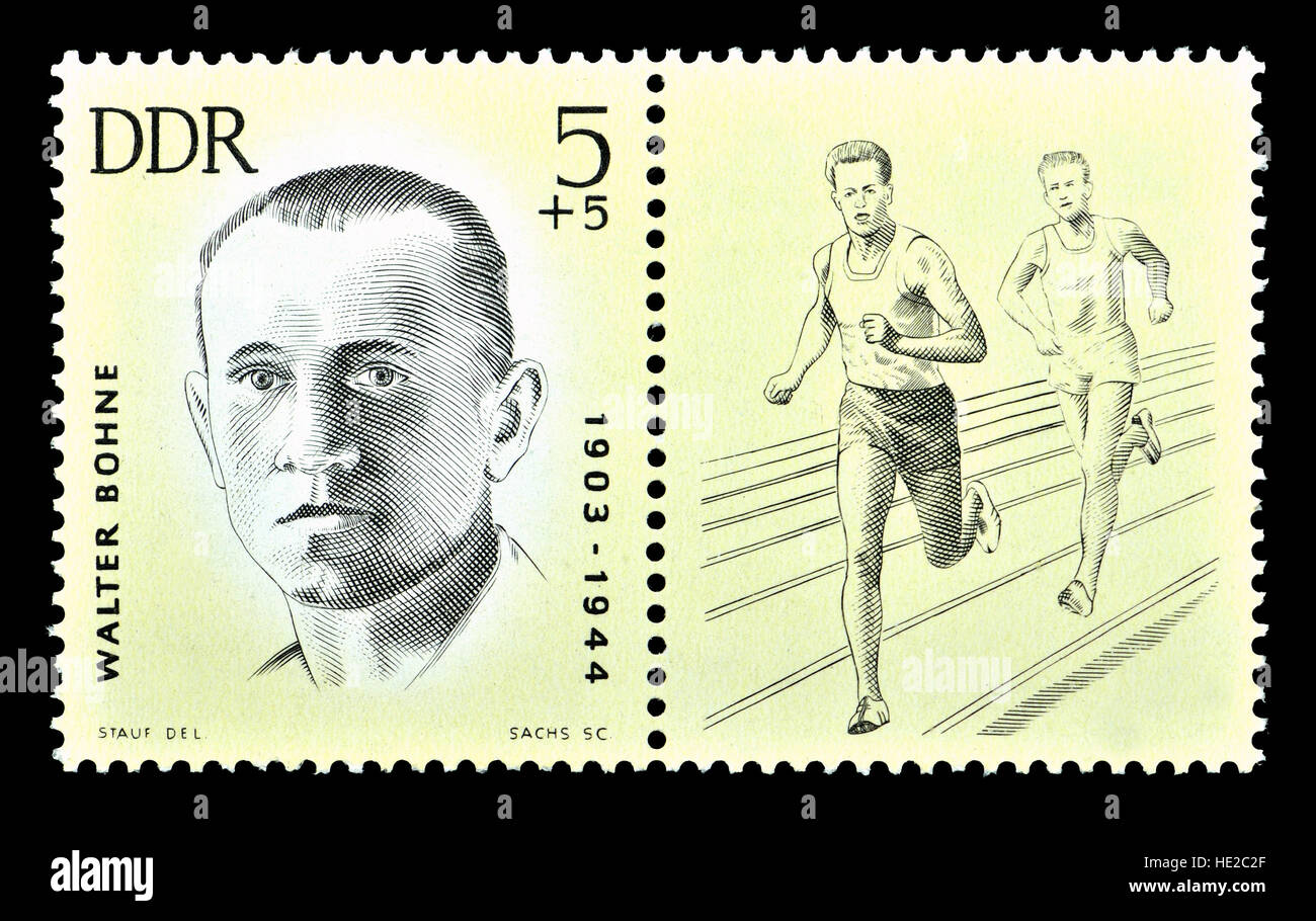DDR-Briefmarke (1963): Walter Bohne (1903-44) Mittel-und Langstreckenläufer und kommunistische Widerstandskämpfer gegen die Nazis. Von der Gestapo erschossen Stockfoto