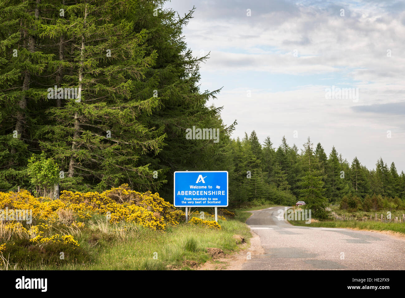 Willkommen in Aberdeenshire Zeichen in Schottland. Stockfoto
