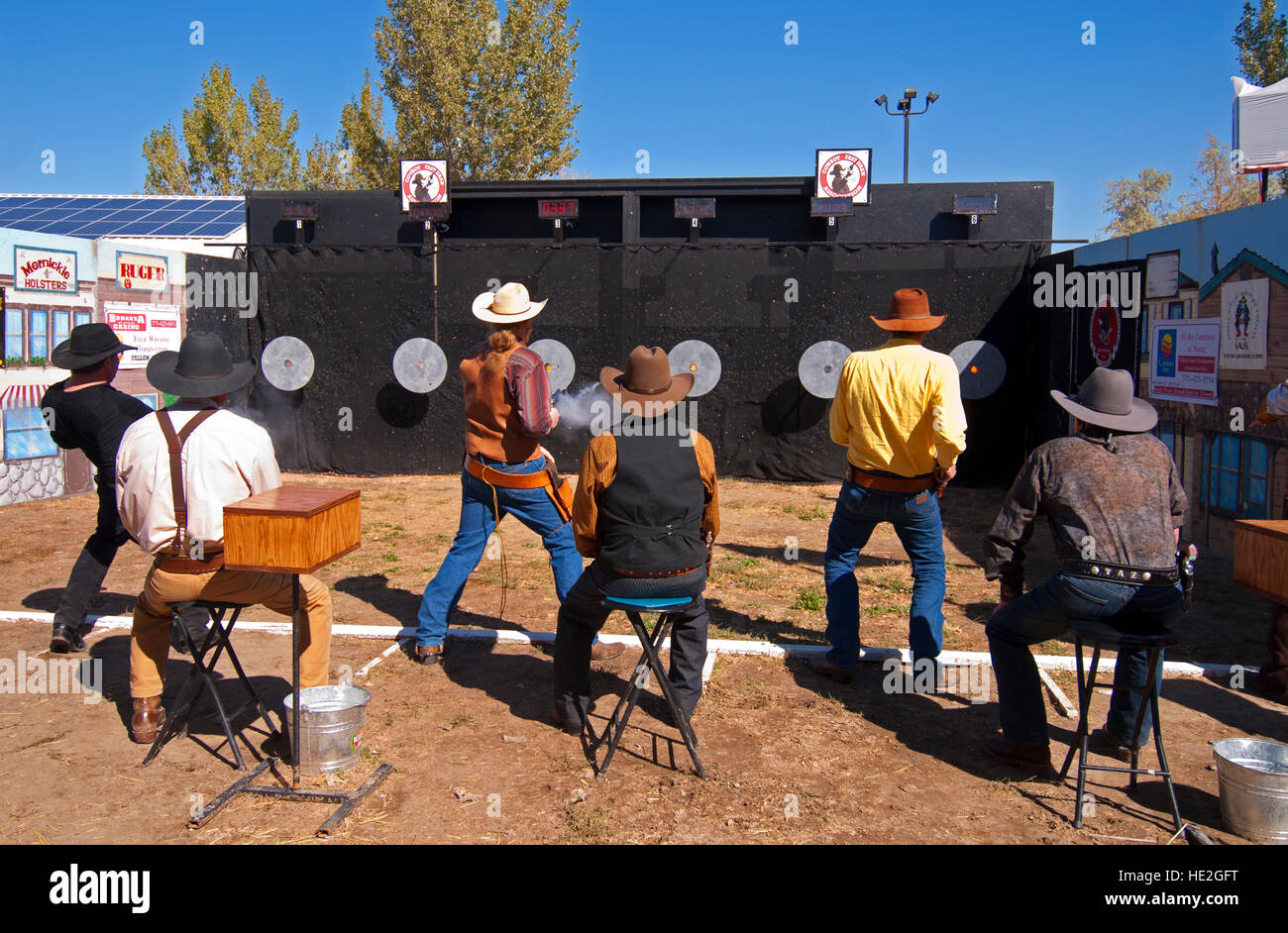 Wettbewerb um die schnellste Waffe lebendig Cowboy schnell Auslosung der Weltmeisterschaft in Fallon, Nevada Stockfoto