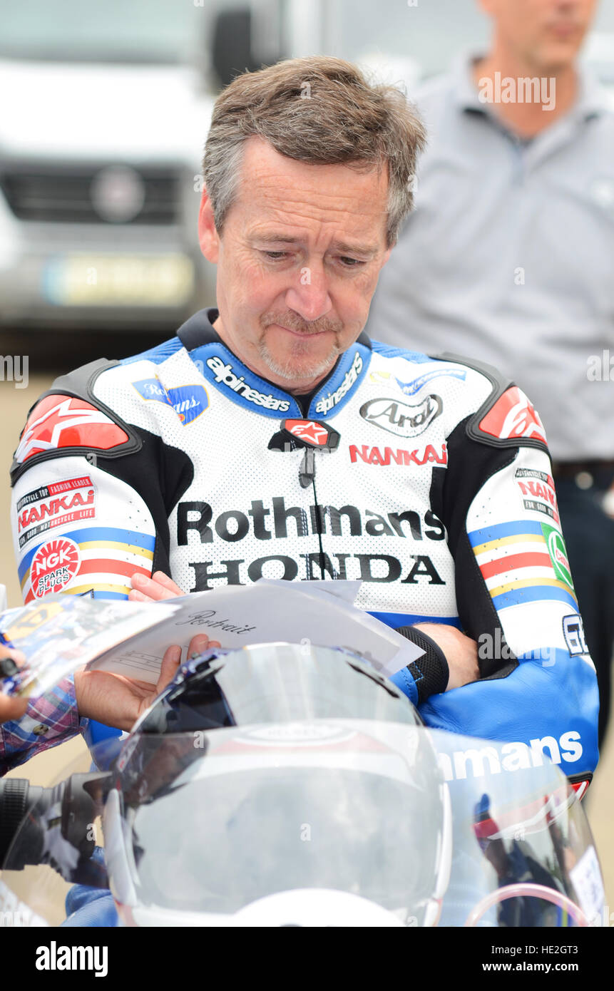 Freddie Spencer bekannt unter dem Spitznamen fast Freddie, ist ein US-amerikanischer ehemaliger Weltmeister Motorradfahrer. Motorradfahrer Stockfoto