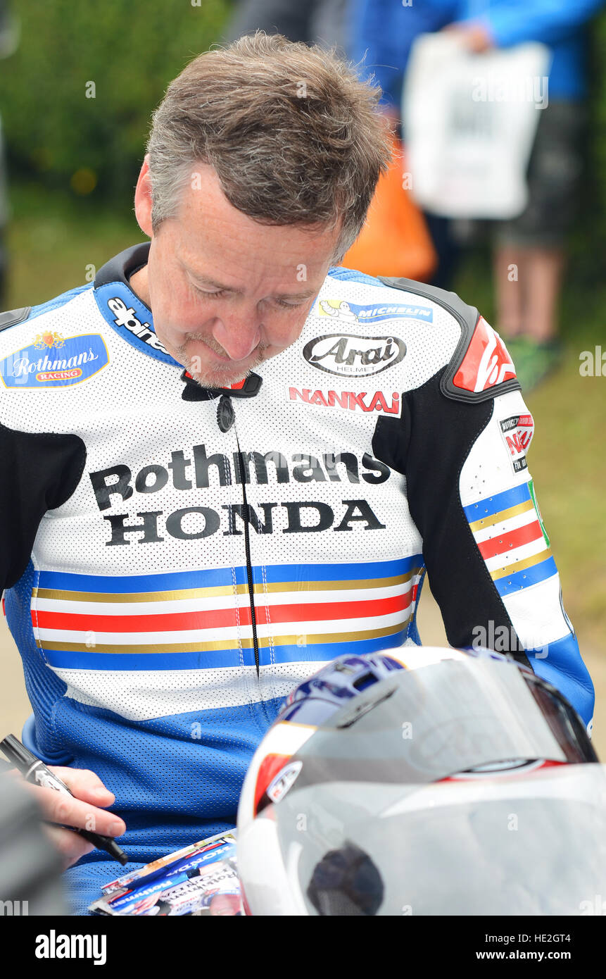 Freddie Spencer bekannt unter dem Spitznamen fast Freddie, ist ein US-amerikanischer ehemaliger Weltmeister Motorradfahrer. Motorradfahrer Stockfoto