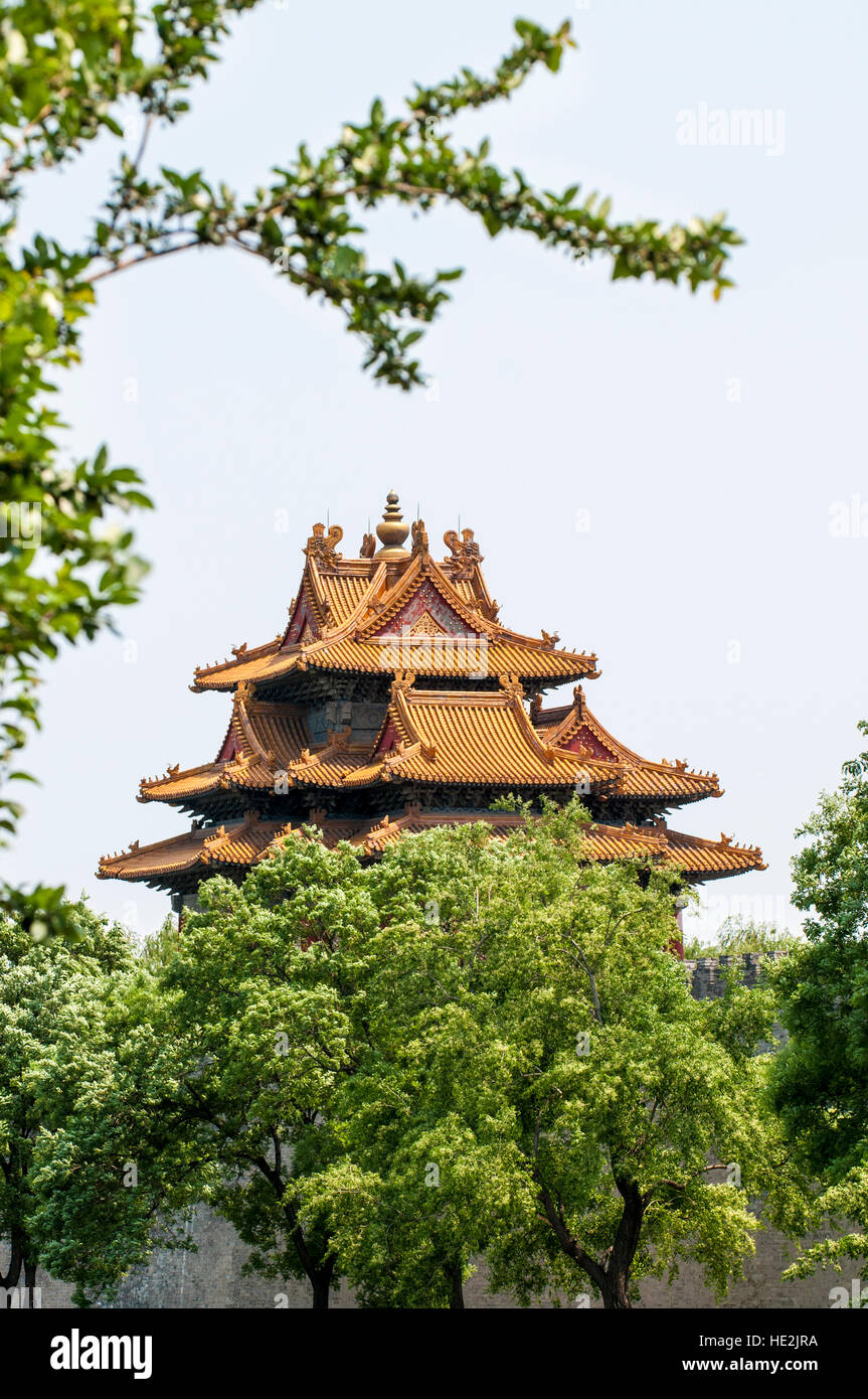 Verbotene Stadt Tempel Pavillon, Peking China. Stockfoto