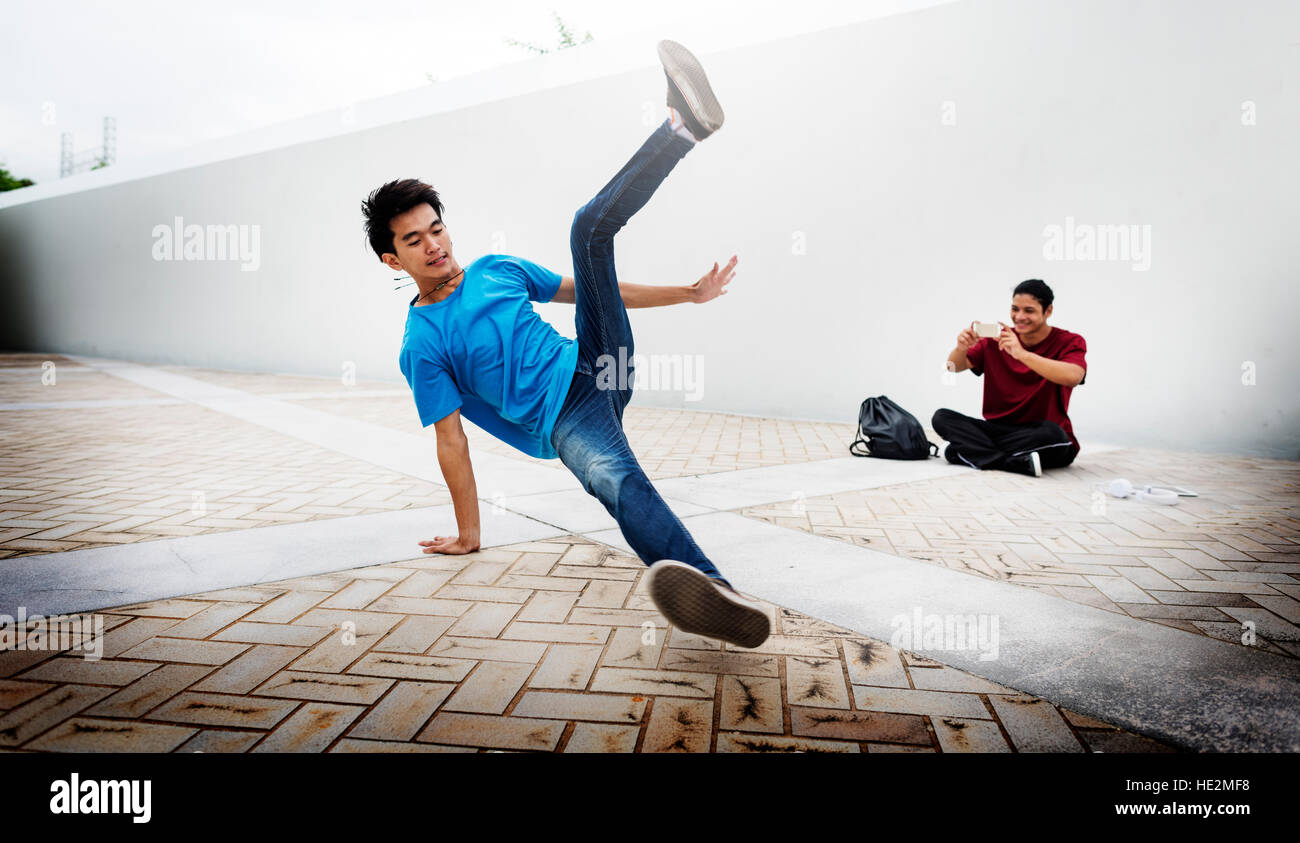 Breakdance Freestyle Hip Hop Streetdance Teenager Konzept Stockfoto