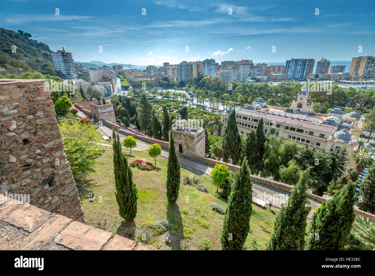 Skyline von Malaga Spanien Stockfoto