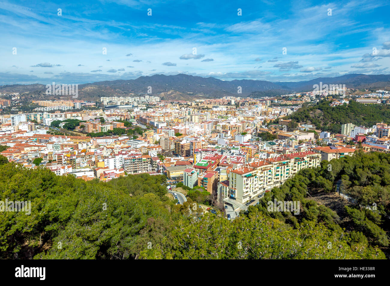 Skyline von Malaga Spanien Stockfoto