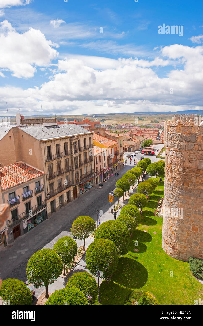 Blick von der Stadtmauer von Avila, Spanien Stockfoto