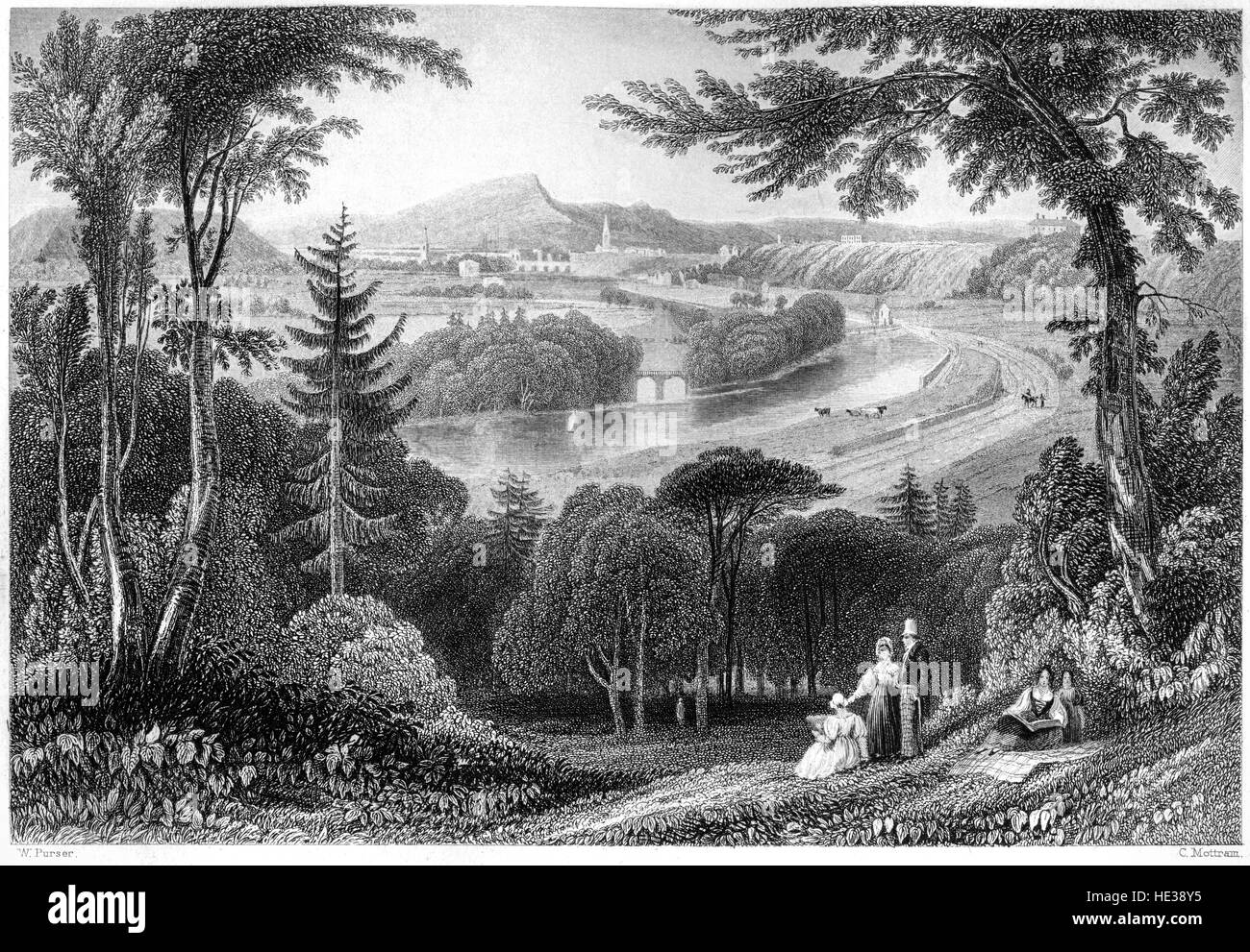 Ein Stich von Inverness Scotland UK, der in hoher Auflösung von einem Buch gescannt wurde, das 1859 gedruckt wurde. Für urheberrechtlich frei gehalten. Stockfoto