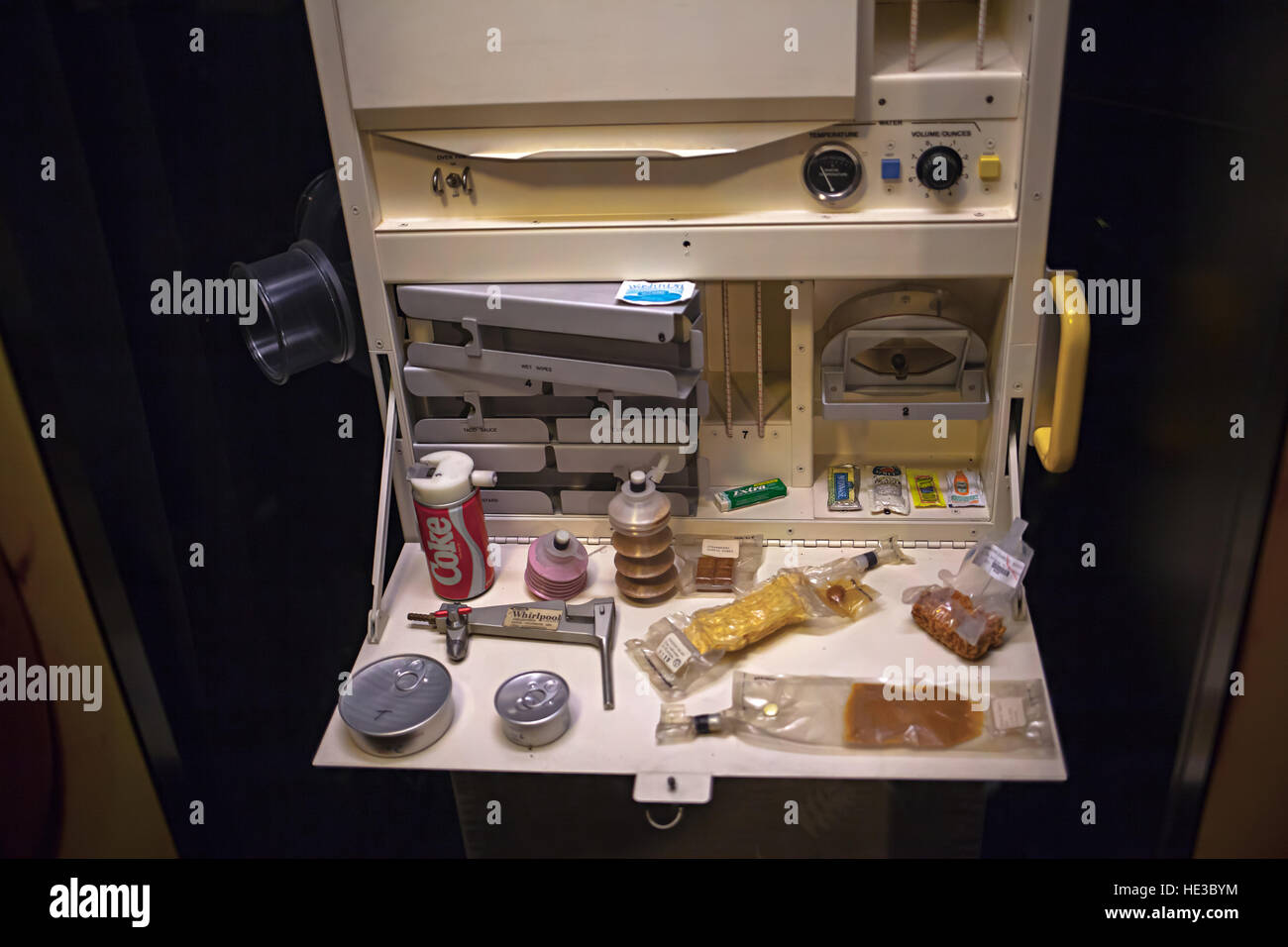 Science Museum in London UK, Astronauten Lebensmittel Verpackung Stockfoto