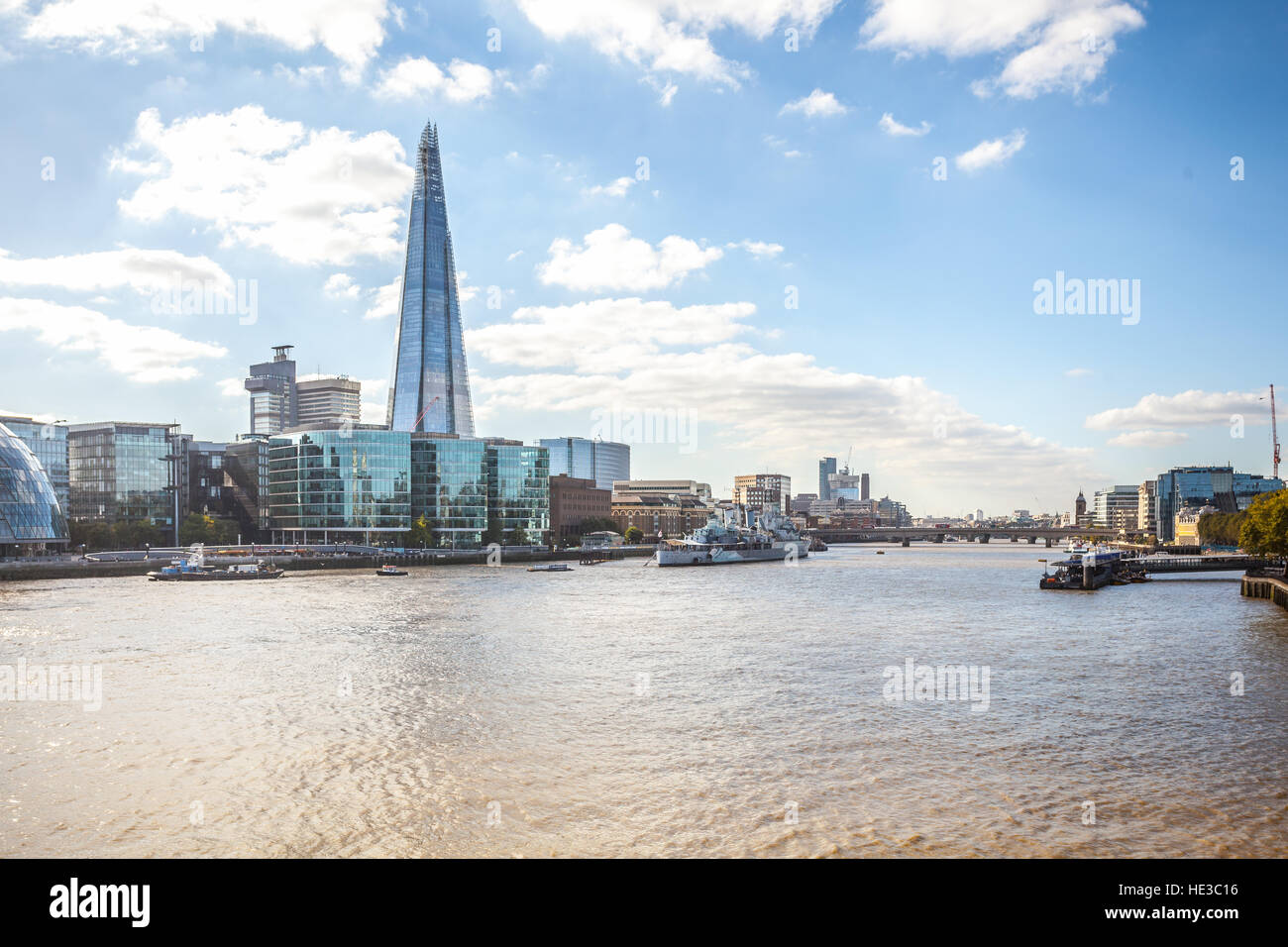 London UK, The Shard Skylines und Themse Stockfoto