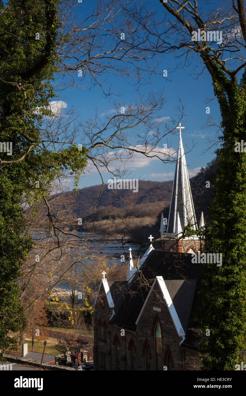Harpers Ferry, WV - St.-Petri Kirche in Harpers Ferry National Historical Park. Stockfoto