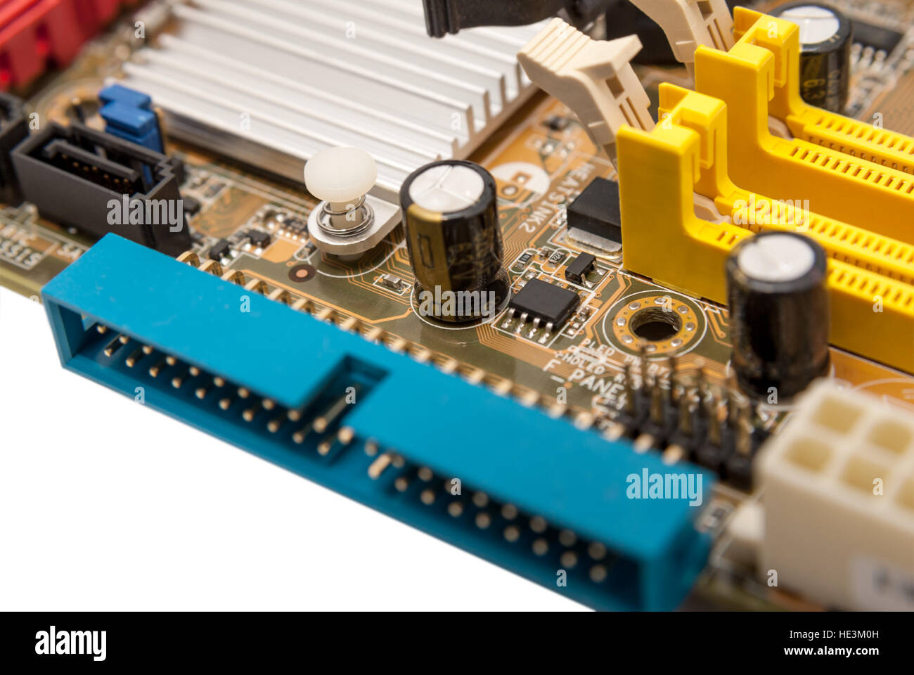 Elektronik-Komponenten auf modernen PC Computer mainboard Stockfoto