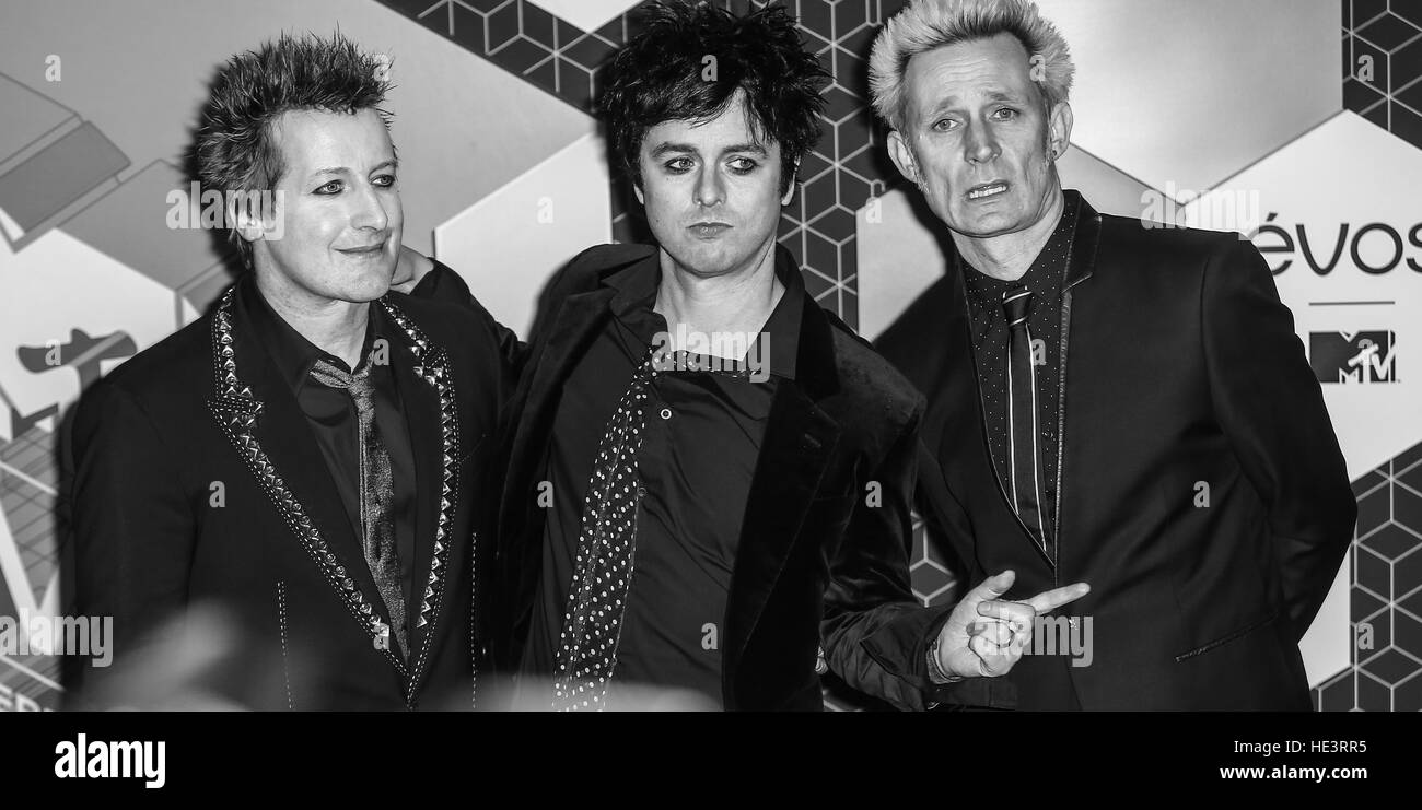 Die 2016 MTV Europe Music Awards (EMAs) abgehaltenen Ahoy Rotterdam, Niederlande - Red Carpet Ankünfte Featuring: Green Day, Billie, Mike Dirnt, Tré Cool, Tre Cool wo: Rotterdam, Niederlande: 6. November 2016 Stockfoto