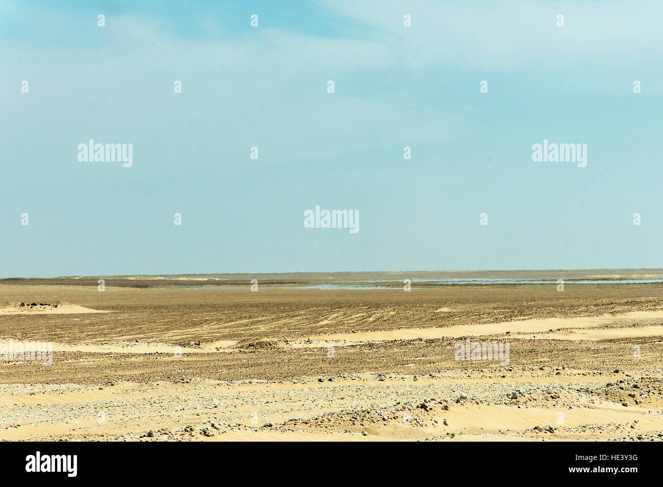 Fata Morgana in der Wüste Oman Fata Morgana Dra Dhofar-region Stockfoto