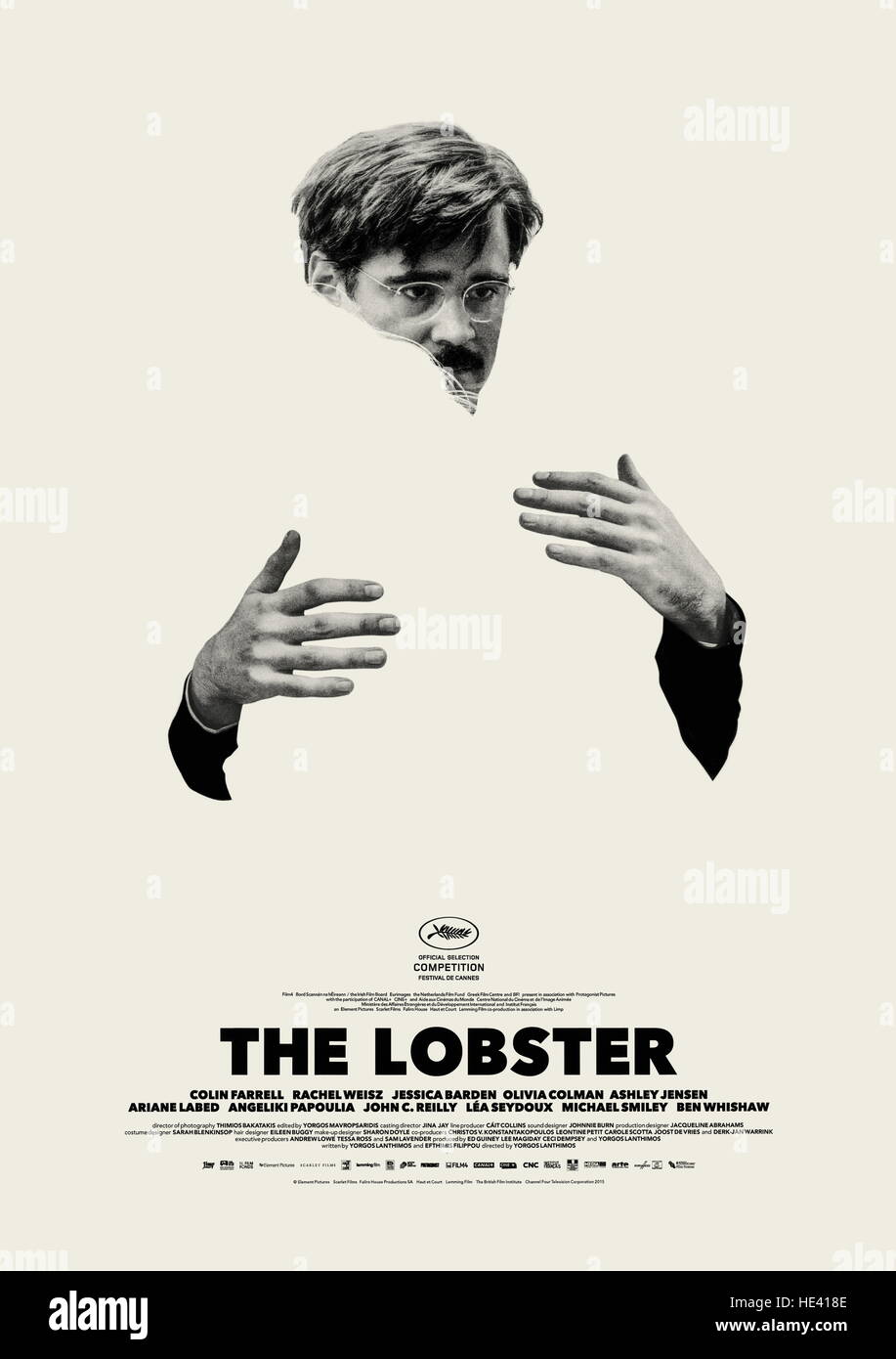 Datum der Freigabe: 13. Mai 2016 Titel: The Lobster-STUDIO: Sony Bilder Direktor: Yorgos Lanthimos PLOT: In einer dystopischen Zukunft, werden einzelne Menschen, nach den Gesetzen der Stadt, in The Hotel, wo sie sind verpflichtet, einen romantischen Partner in 45 Tagen finden oder verwandeln sich in Tiere gebracht und abgeschickt in The Woods Darsteller: Colin Farrell Plakatkunst (Credit : © Sony Pictures Entertainment/Pictures/ZUMAPRESS.com) Stockfoto