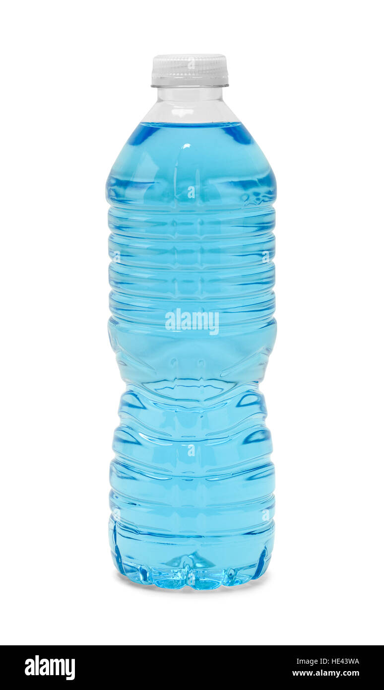 Voll geschlossenen Flasche Blauwasser, Isolated on White Background. Stockfoto