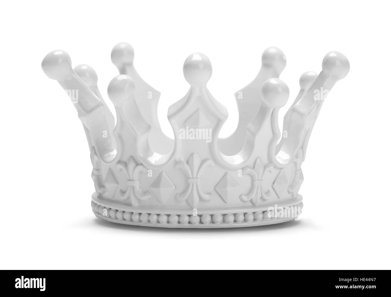 Weiße Royal King oder Queen Krone, Isolated on White Background. Stockfoto