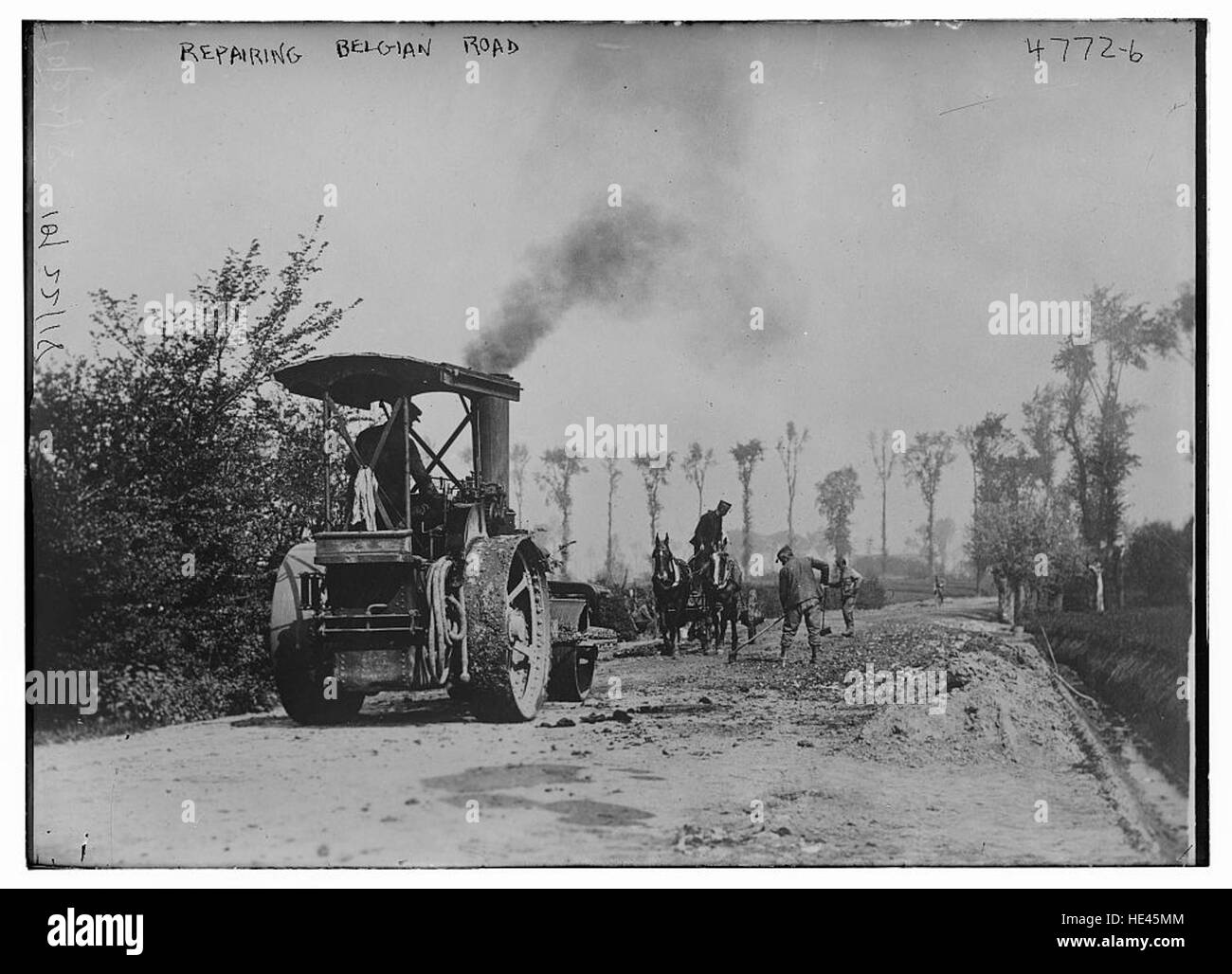 Belgische Straße zu reparieren Stockfoto