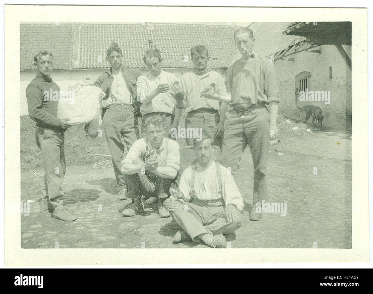 Soldaten als Vogelliefhebbers, SD-Soldaten als Vogelliebhaber, Datum Stockfoto