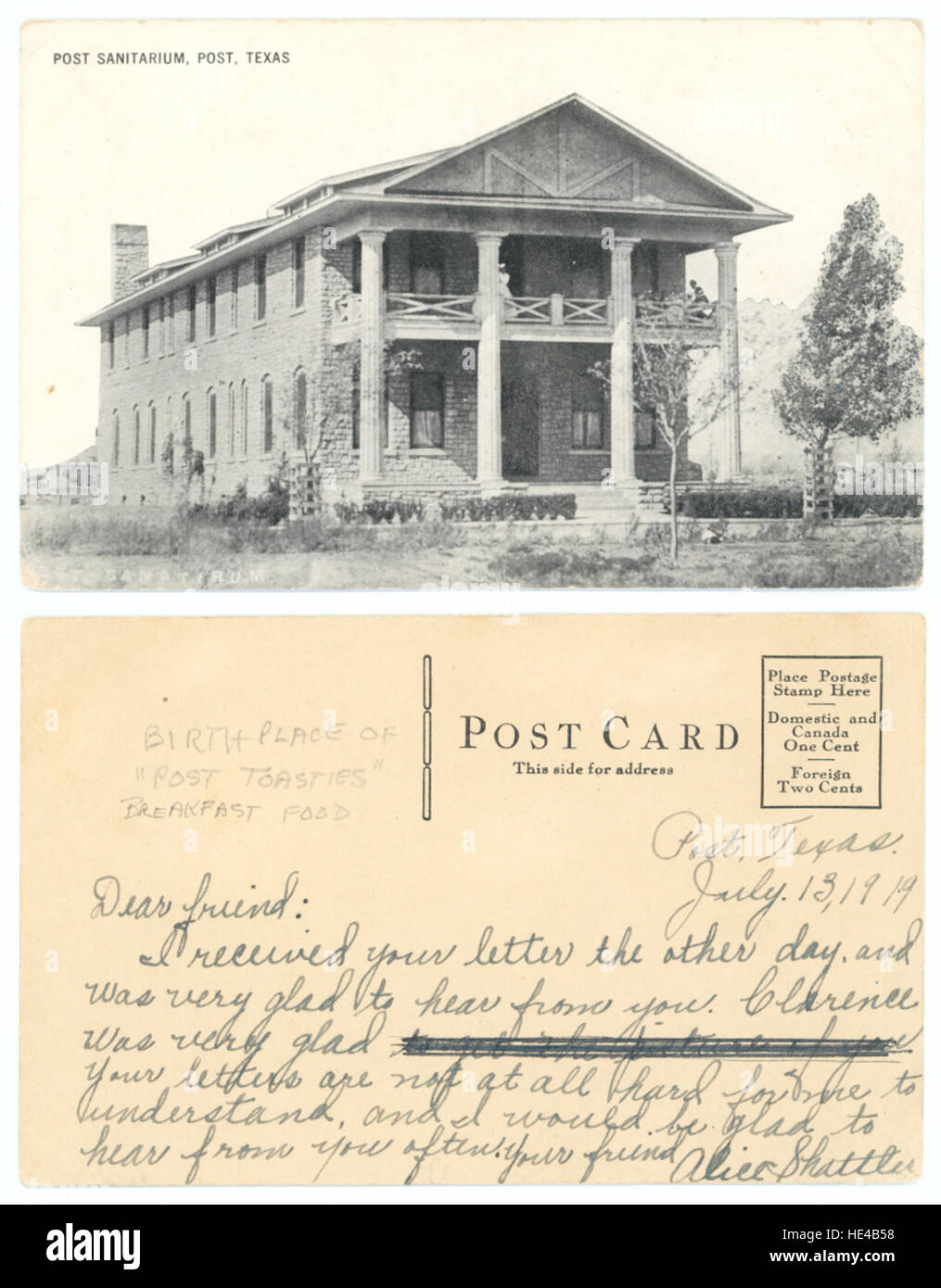 Dieses Bild zeigt eine vergangene Ära und zeigt eine historische Ansicht eines Sanatoriums. Das Foto oder die Illustration bietet einen Einblick in die Vergangenheit und konzentriert sich auf die Struktur und den Aufbau eines Sanatoriums aus historischer Perspektive. Stockfoto