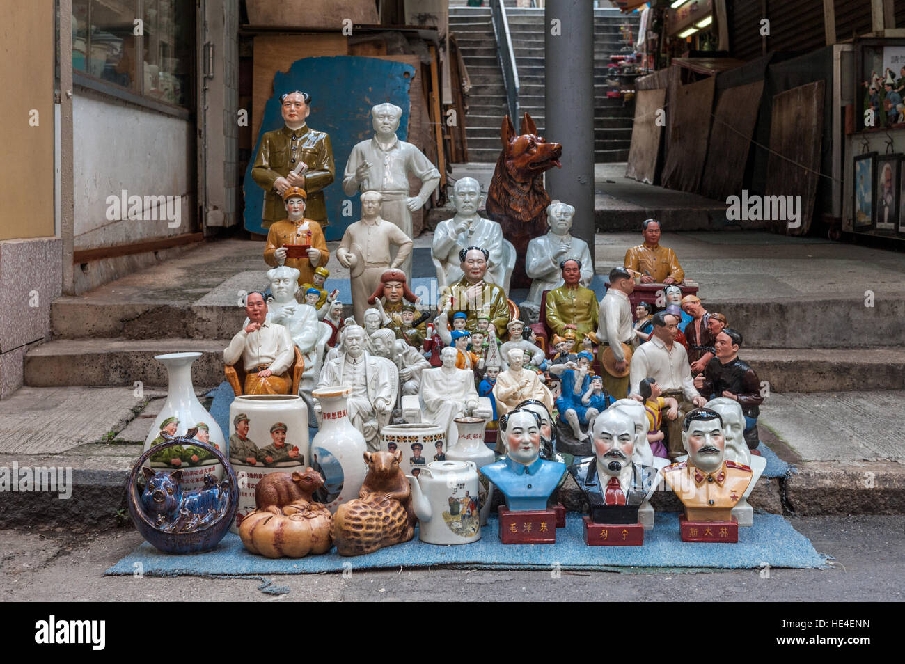 Hong Kong, Statuen von Mao, Stalin und Lenin - Geschenke Stockfoto