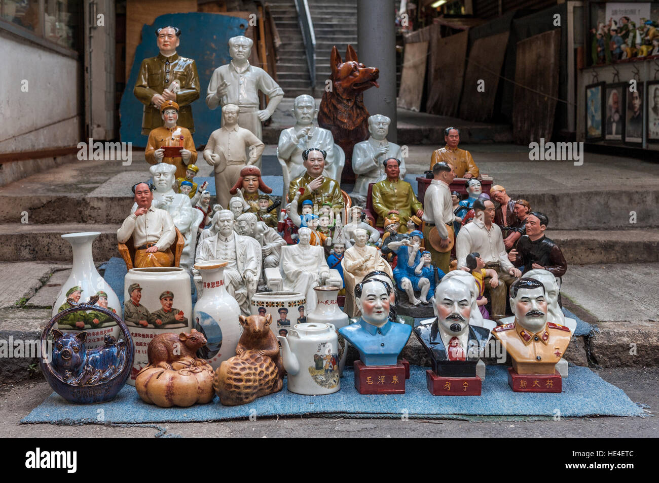 Hong Kong, Statuen von Mao, Stalin und Lenin - Geschenke Stockfoto