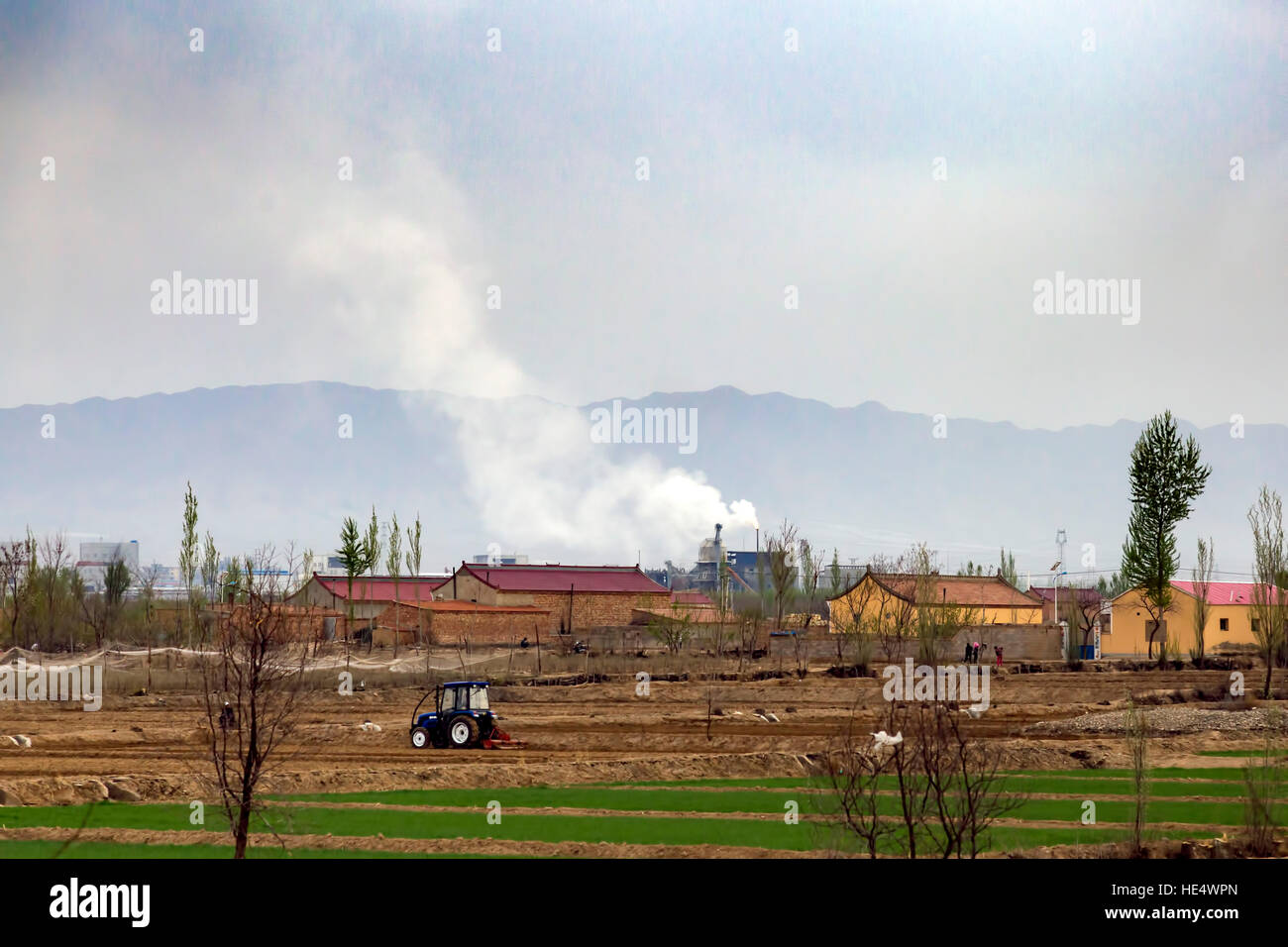 Umweltverschmutzung in der Nähe von Zhonwei, Ningxia, China Stockfoto