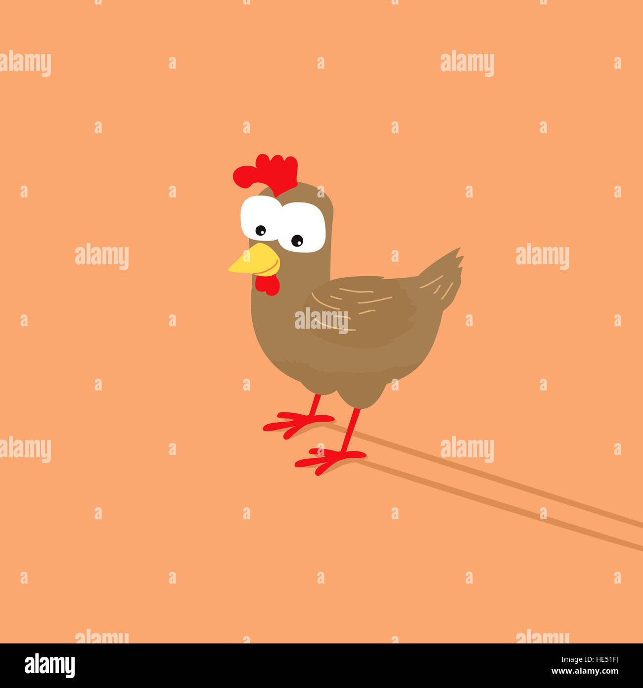 Lustiges Huhn oder Hähnchen mit dummen Gesichtsausdruck cartoon Stockfoto