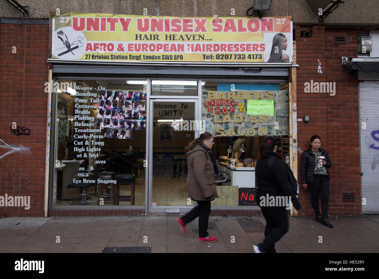 Einheit Unisex Salon Afro Friseur Brixton London Uk Stockfoto