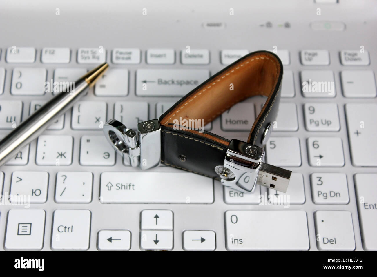 Flash-Karte auf der Tastatur Stockfoto