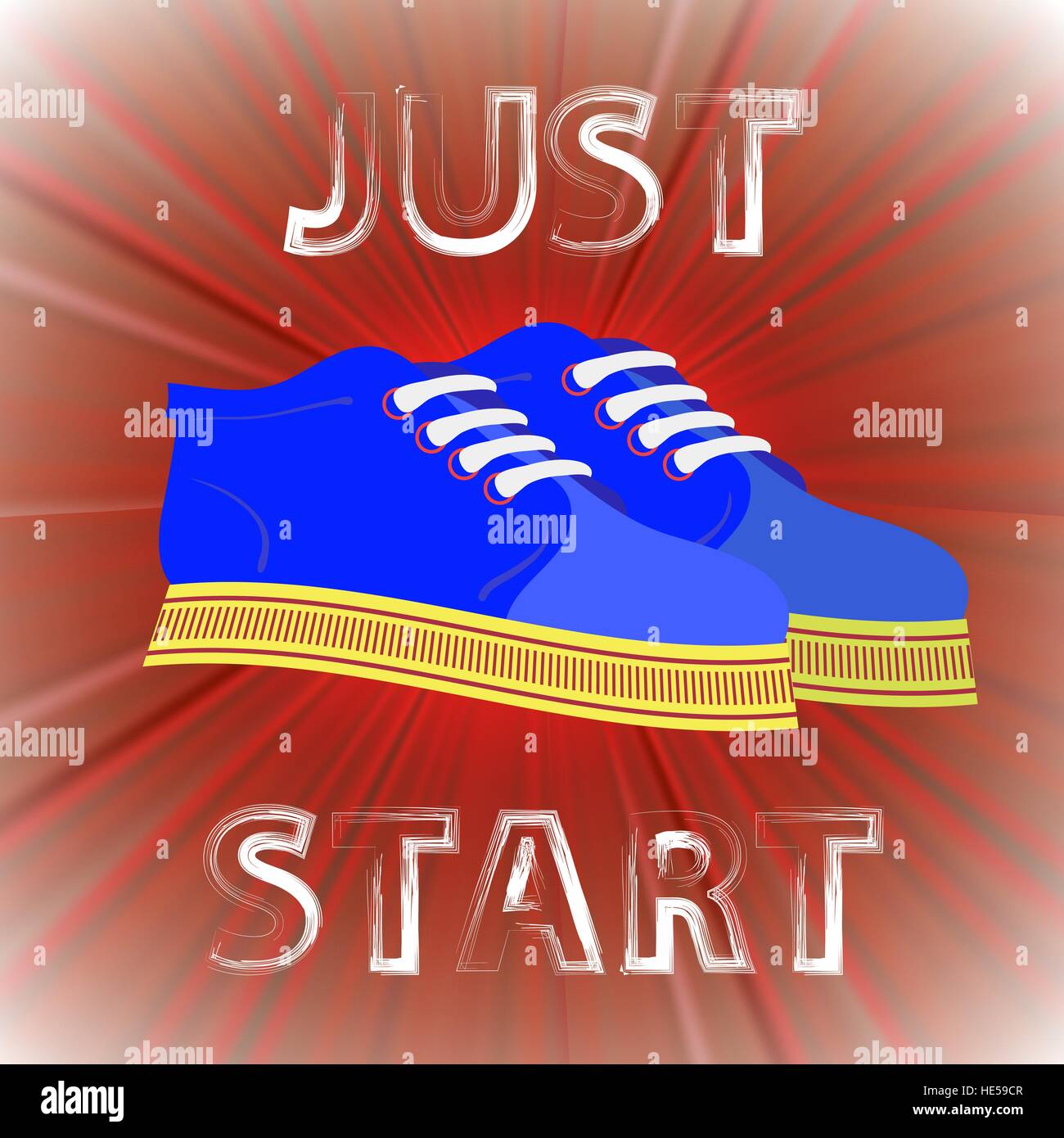 Blaue Schuhe Banner mit positiven Zitat Stock Vektor