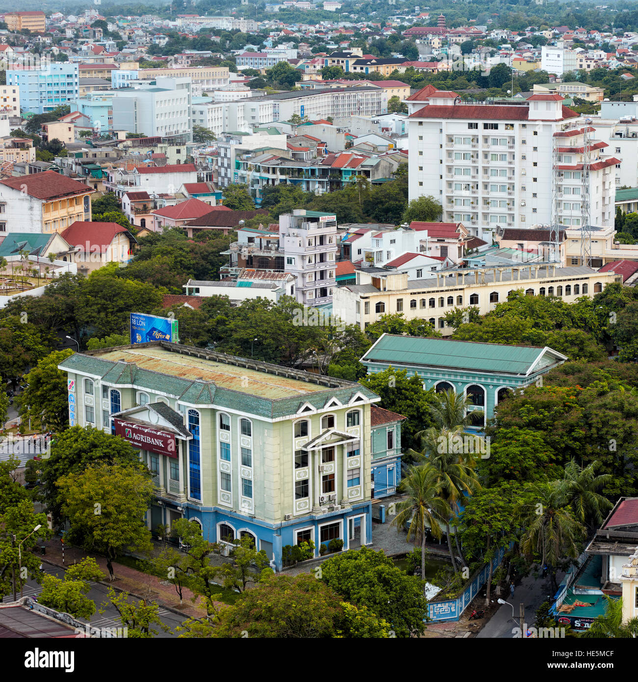 Erhöhte Stadtansicht. Hue, Vietnam. Stockfoto