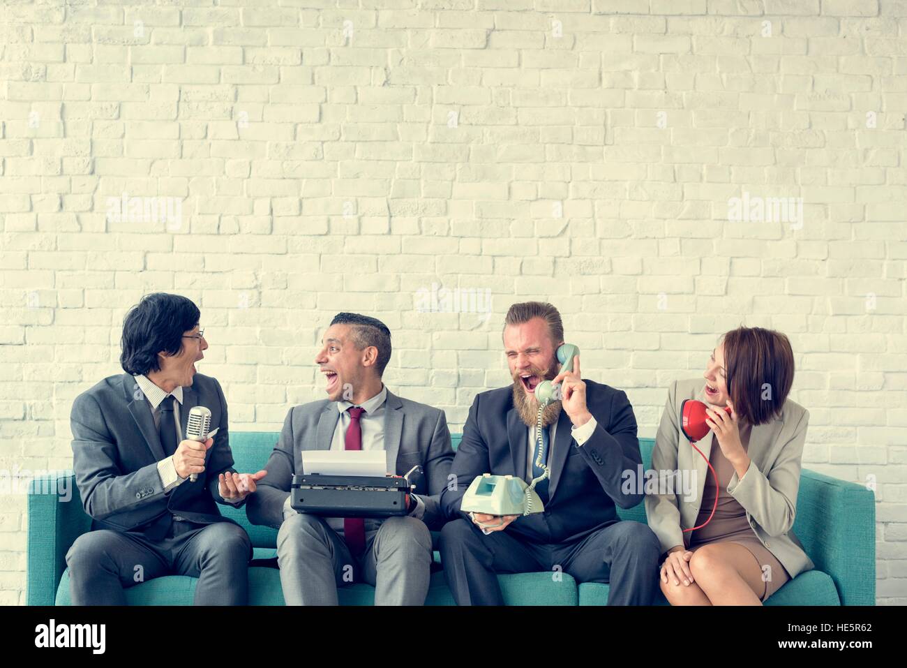 Business Team arbeiten mit Vintage-Objekte-Konzept Stockfoto
