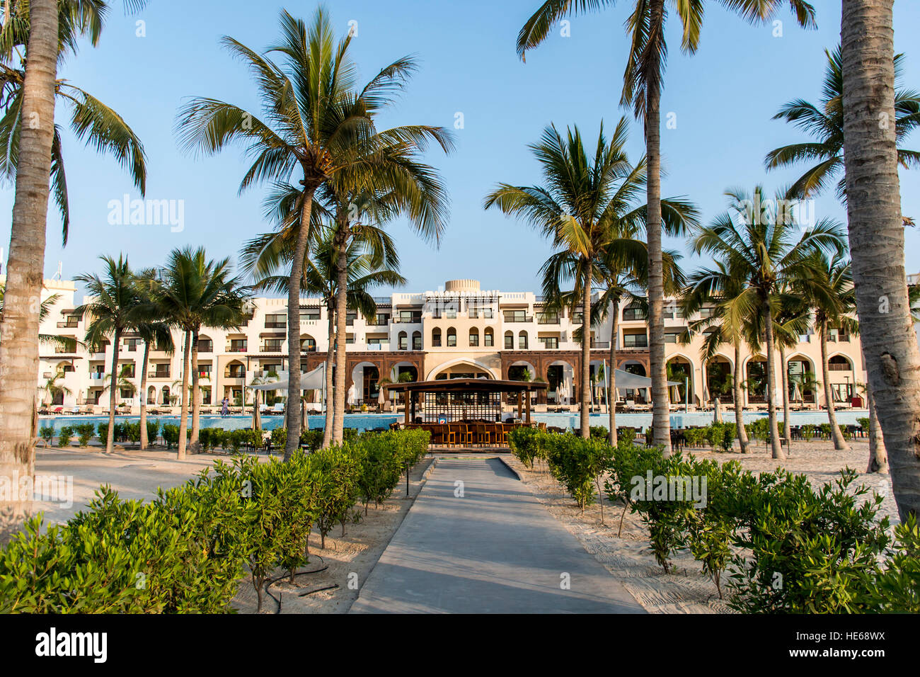 Oman Salalah 19.10.2016-Amazing Hotel Al Fanar souligen Bay Stockfoto