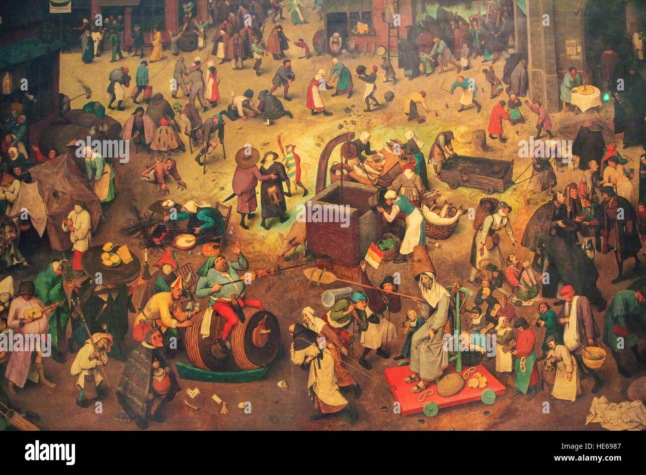 Flämischen Renaissance-Malerei (1567) Darstellung der Kampf zwischen Karneval und Fastenzeit von Pieter Bruegel dem älteren. Stockfoto