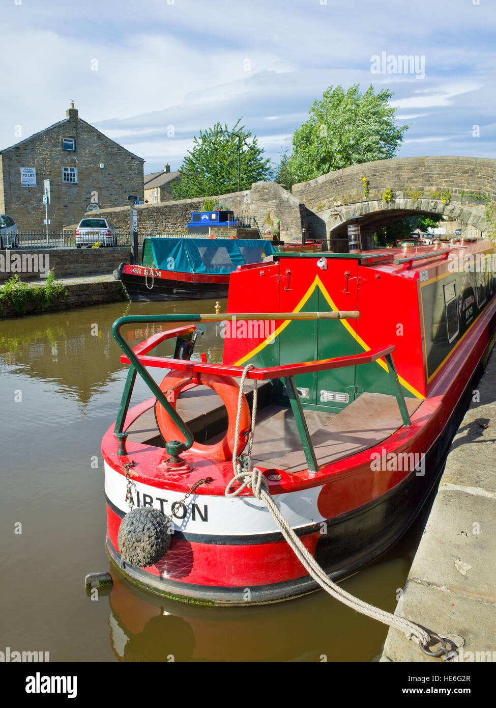 Canal Boat-Leeds-Liverpool Kanal Skipton UK Stockfoto