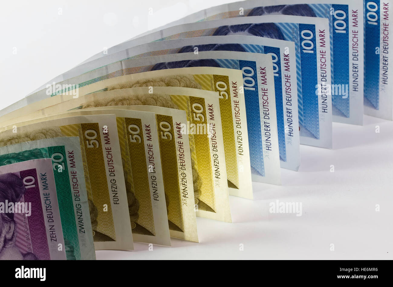 D-Mark Aufgereiht DM in einer Linie Stockfoto