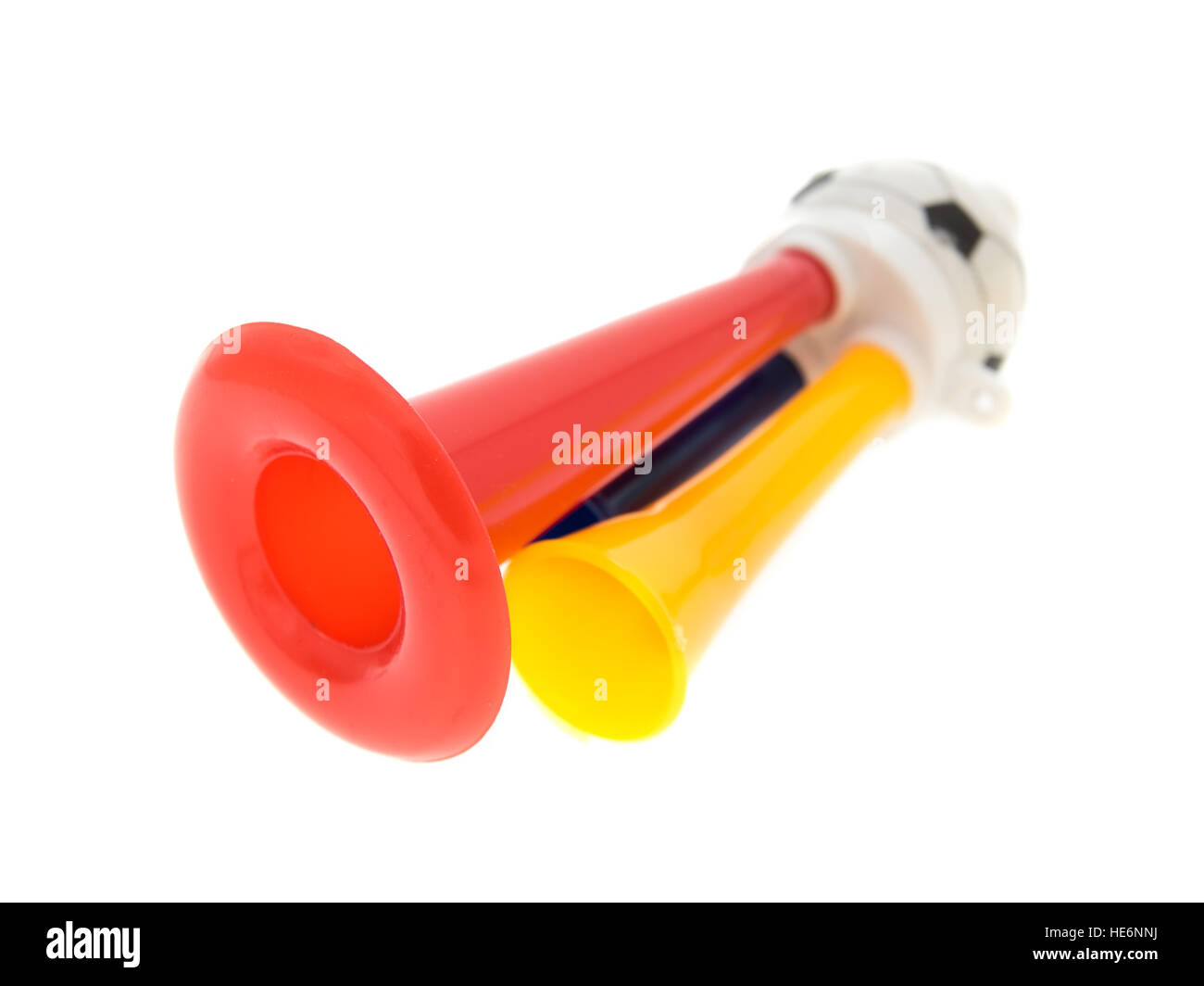 Fußball triple Fan-Trompete Stockfoto