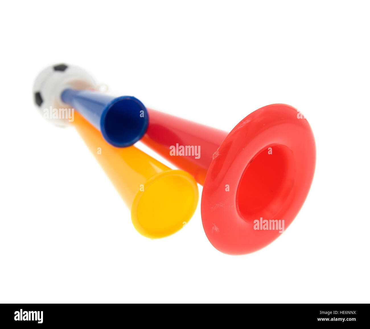 Fußball triple Fan-Trompete Stockfoto