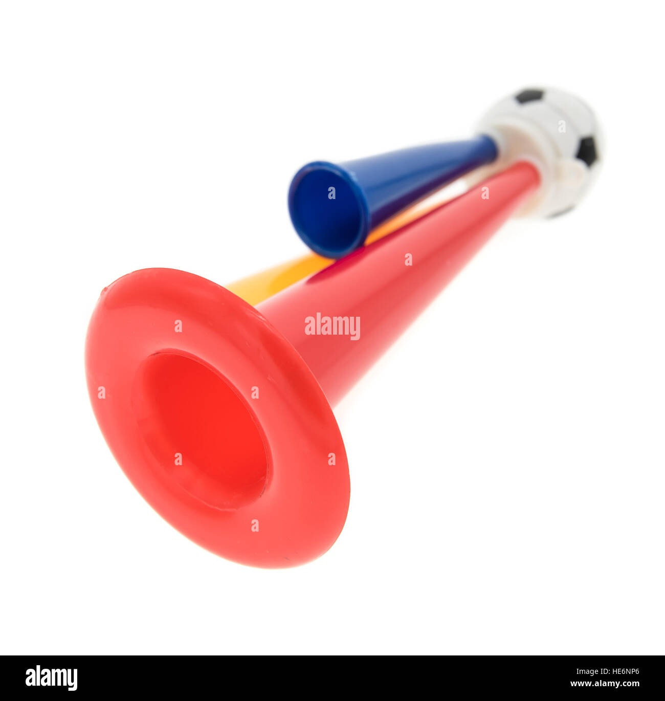 Fußball triple Fan-Trompete Stockfoto