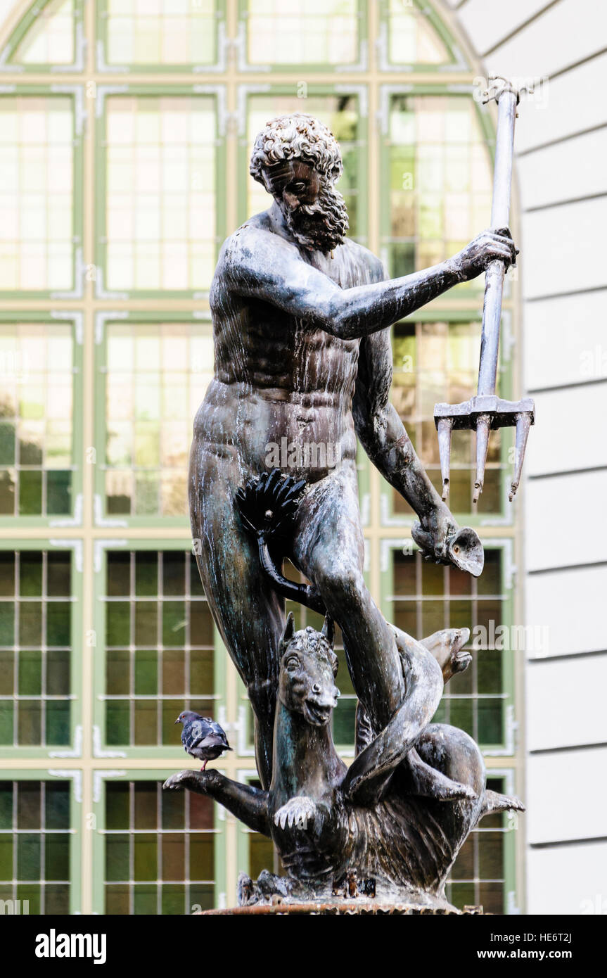 Statue des griechischen Gottes Neptun, Dlugi Targ, Gdansk Stockfoto
