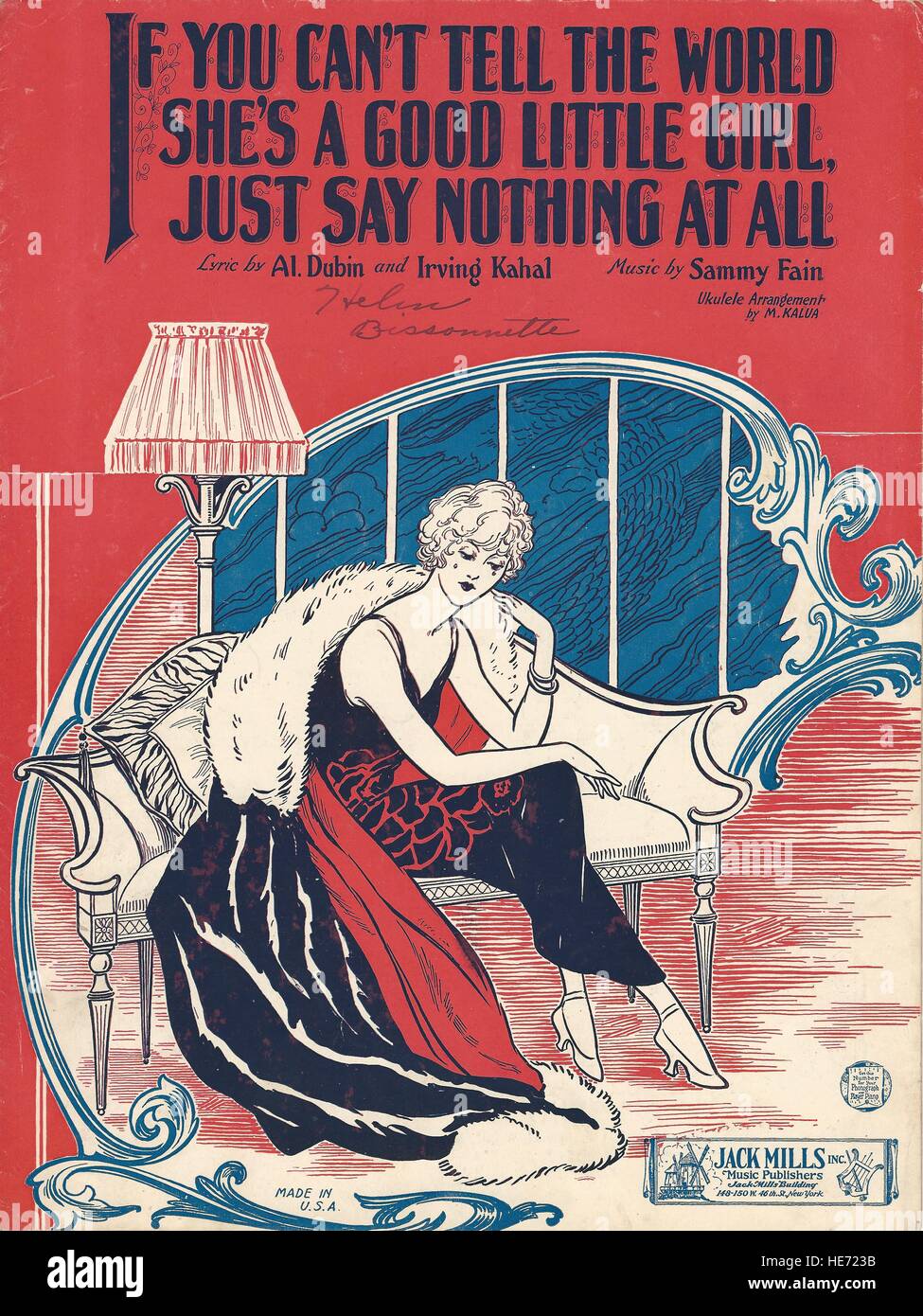 "Wenn Sie nicht der Welt, dass sie ein Mädchen ist sagen, einfach gar nichts sagen" 1926 Sheet Music Cover Stockfoto