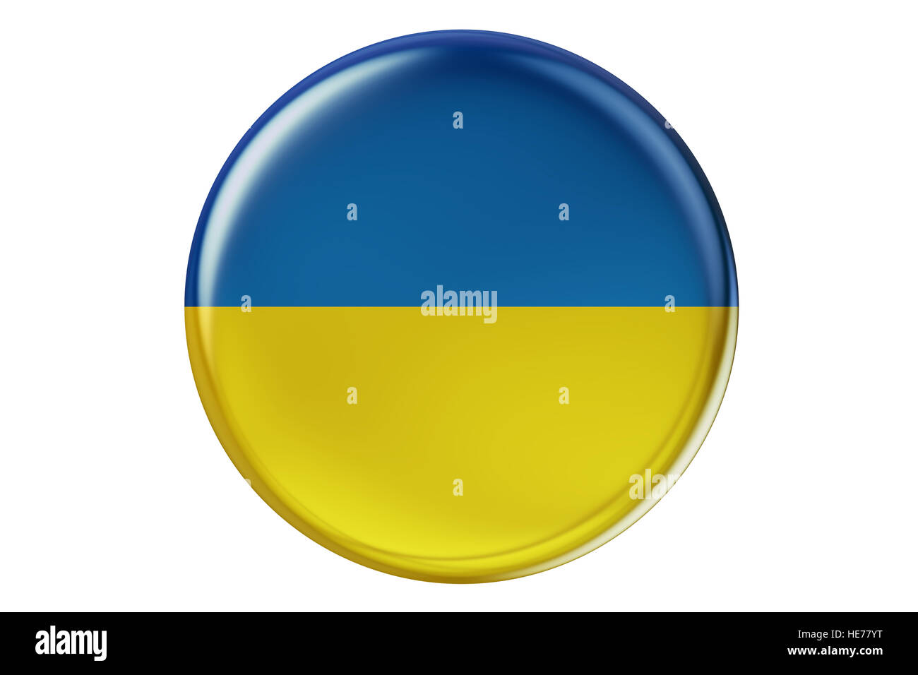 Badge mit Flagge der Ukraine, 3D-Rendering isolierten auf weißen Hintergrund Stockfoto