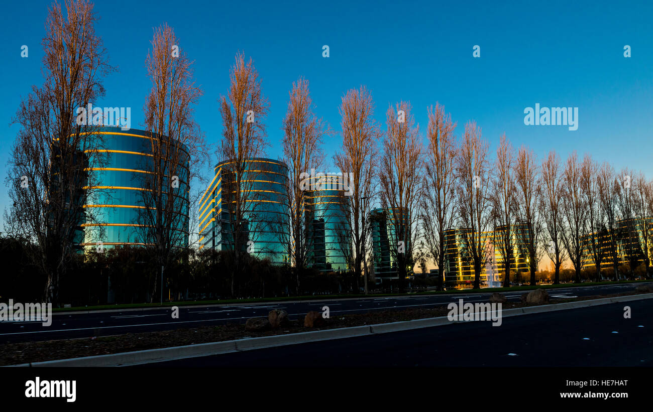 Oracle Corporation Hauptsitz in Redwood Shores, Kalifornien USA bei Sonnenuntergang Stockfoto
