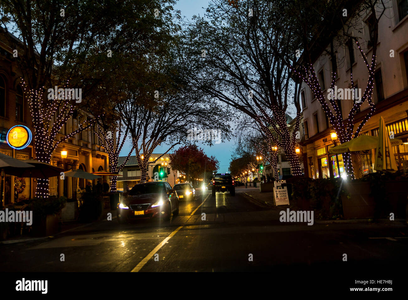 Die Innenstadt von Redwood City Kalifornien in der Weihnachtszeit Stockfoto