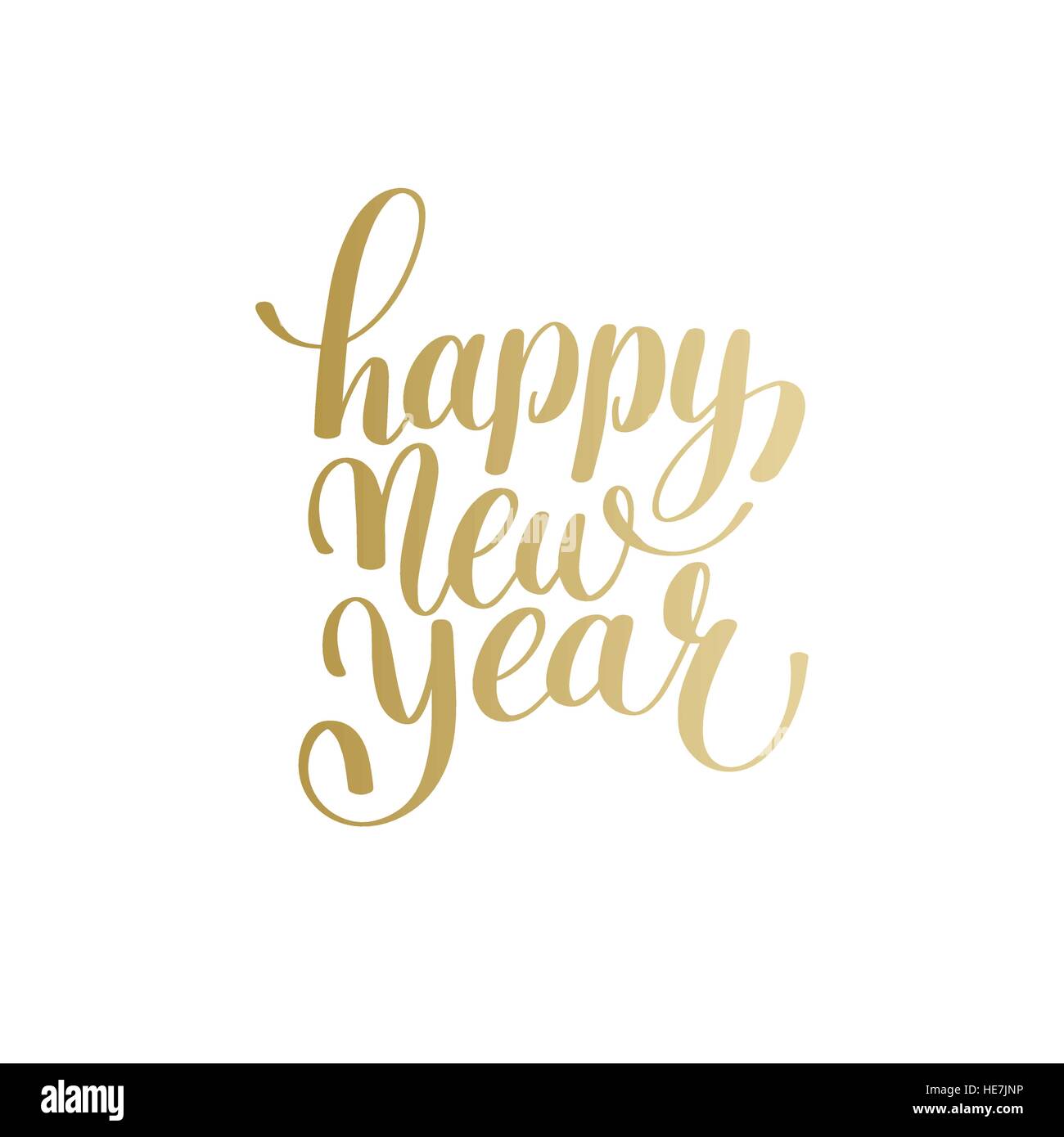 Happy New Year Hand Schriftzug gratulieren gold Inschrift Logo Stock