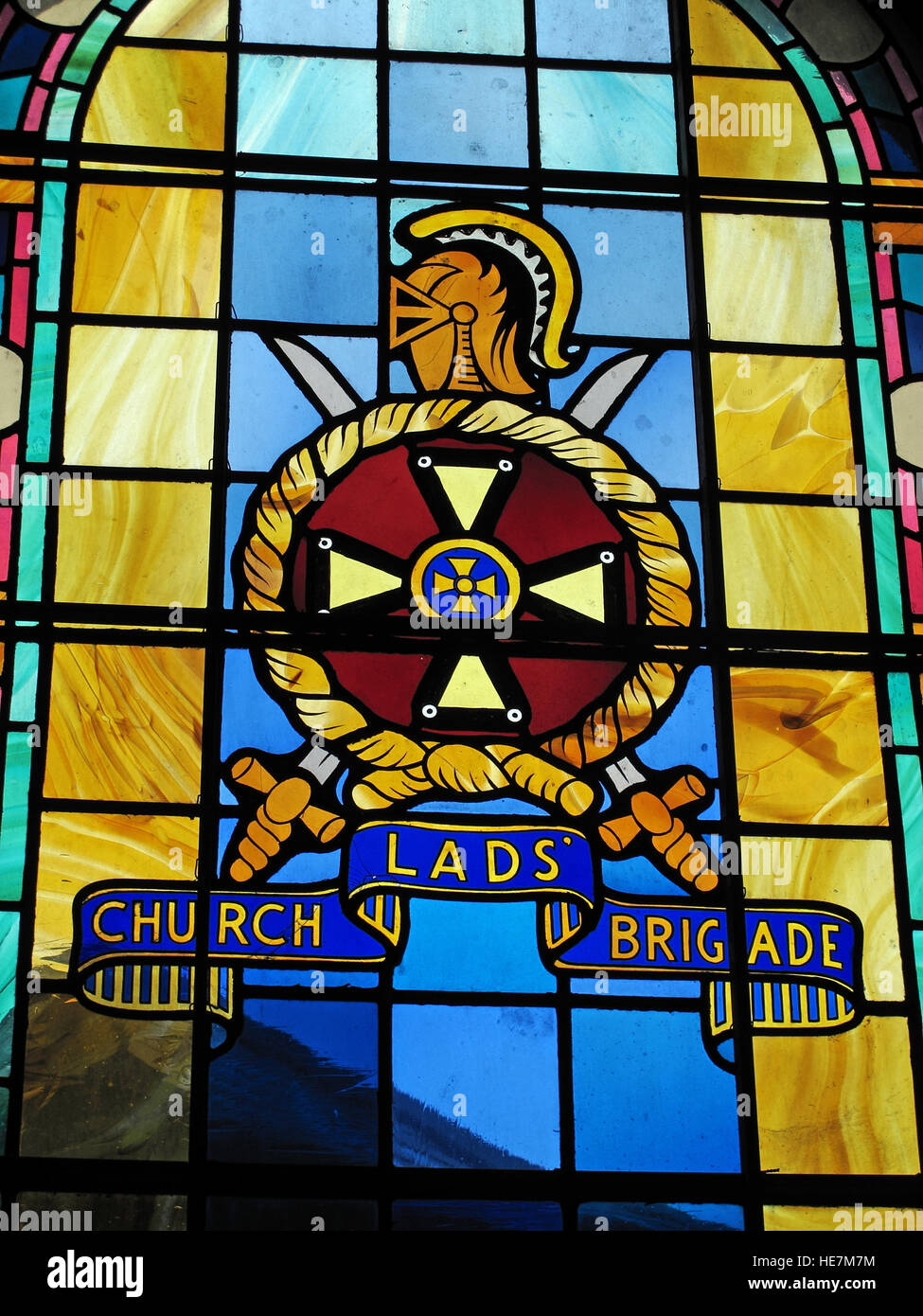 St Annes Belfast Cathedral Interior, brigade Kirche Burschen Glasmalerei Stockfoto