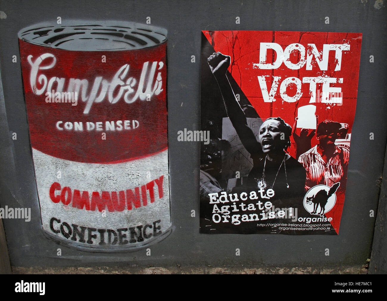 Dont Abstimmung, Gemeinschaft Vertrauen erziehen, agitieren, organisieren, Belfast Garfield St Stadtzentrum, Nordirland, Vereinigtes Königreich Stockfoto