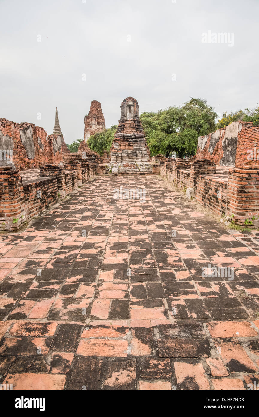 Ayutthaya-Erbe-Park Ruinen des Wat Mahathat Stockfoto