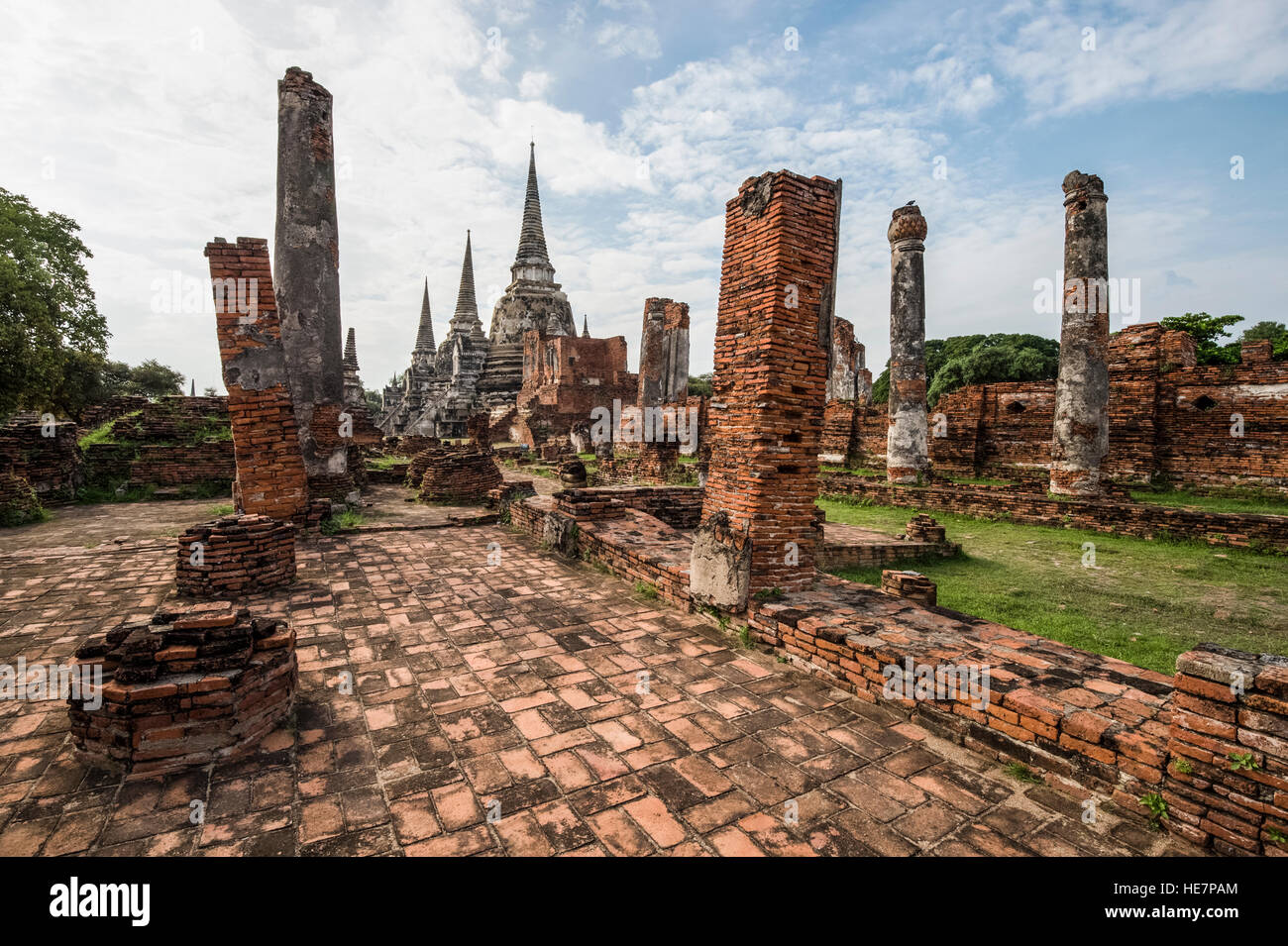 Ayutthaya-Erbe-Park Ruinen des Wat Phra Sri Sanphet Stockfoto