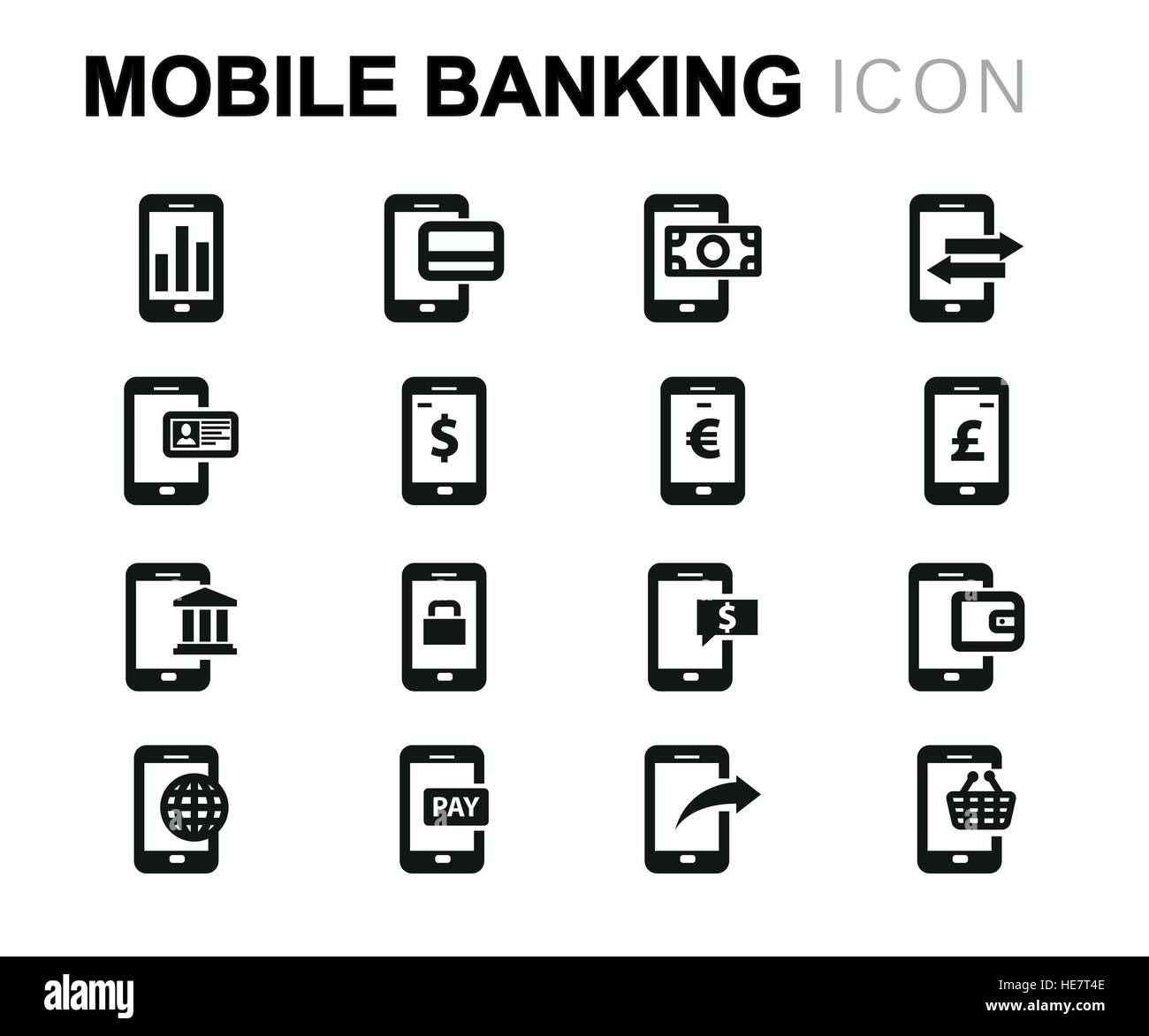 Vektor-Linie-mobile-Banking-Icons set Stock Vektor